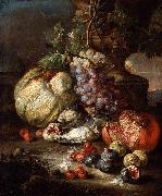 RUOPPOLO, Giovanni Battista Still Life with Fruit and Dead Birds in a Landscape oil painting artist